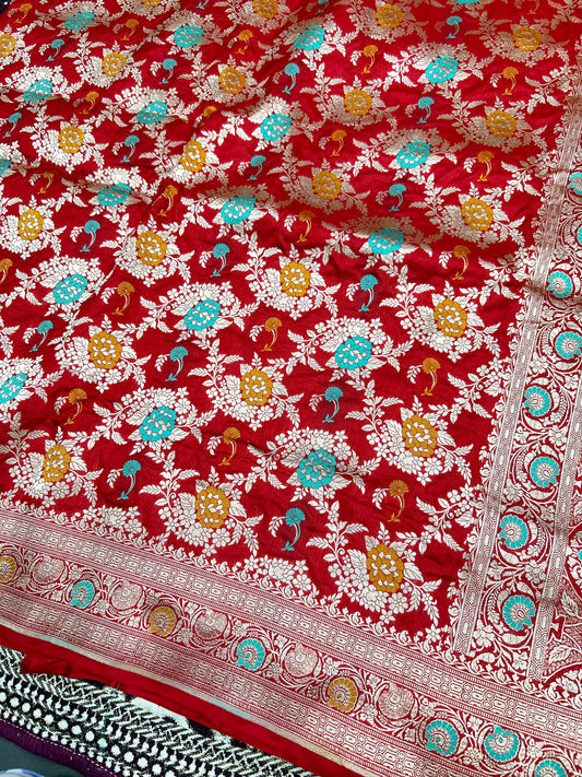 Pure Katan Silk Handloom Banarasi Saree Mina Weaving Design