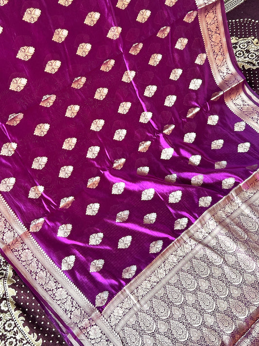 Purple Shade Mango Silk Banarasi Saree Handloom