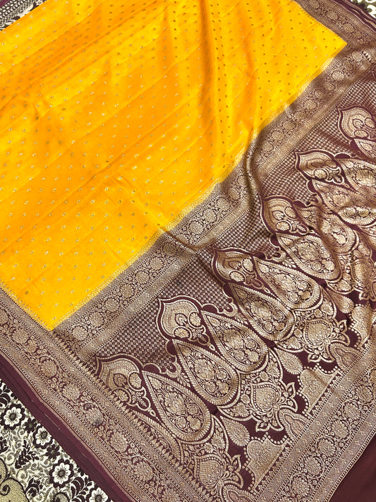 Pure Khaddi Creap Silk Banarasi Saree Handloom