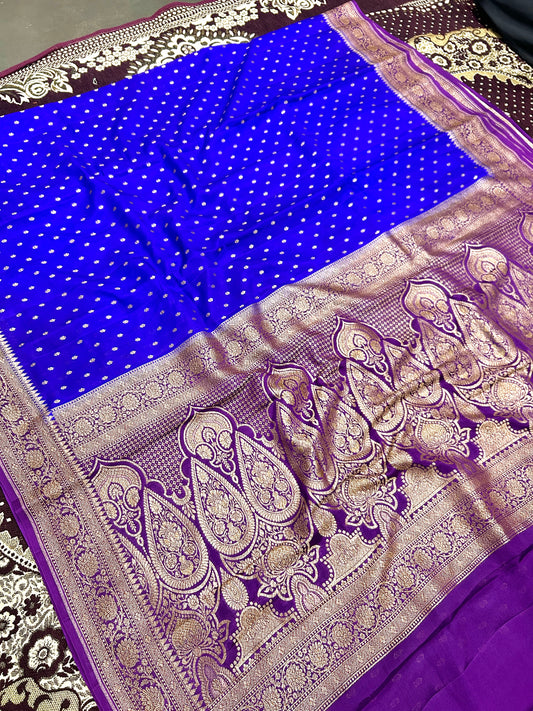 Pure Khaddi Creap Silk Handloom Banarasi Sarees