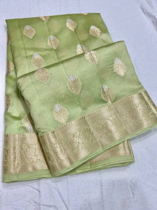 Pure Mango Silk Banarasi Saree Handloom