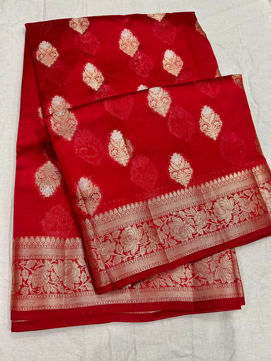Pure Raw mango Silk Banarasi Saree Handloom