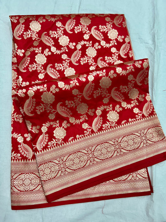 Red Pure Katan Silk Banarasi Saree Handloom