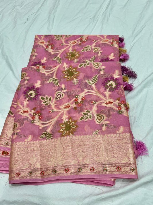 Pure Khaddi Chiffon Banarasi Saree