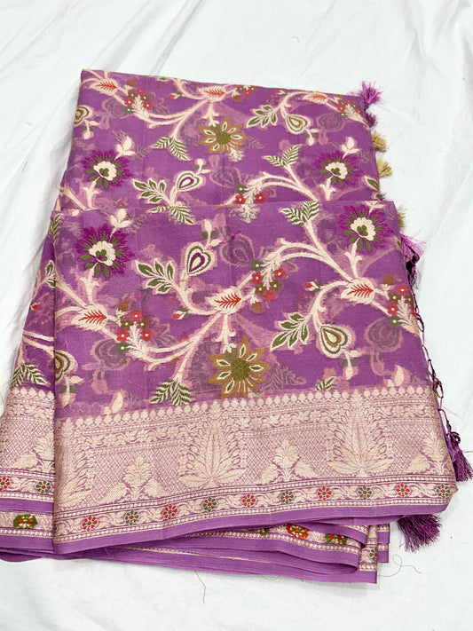 Pure Khaddi Chiffon Banarasi Saree
