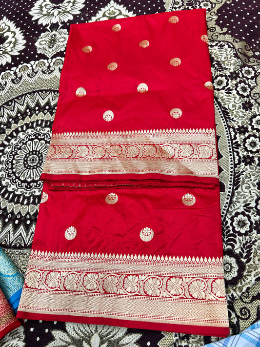 Red Pure Katan Silk Banarasi Saree Handloom